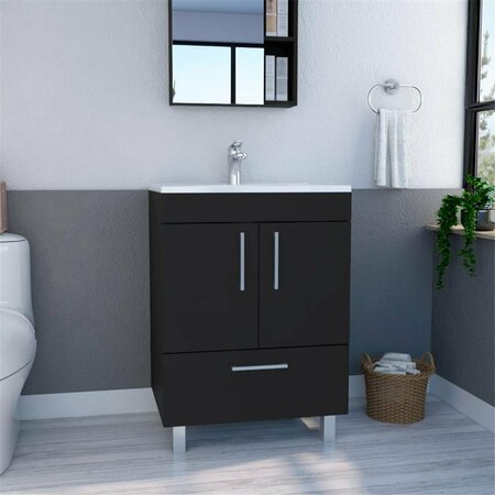 DEPOT E-SHOP Essential Single Bathroom Vanity, Black DE-MLW6756